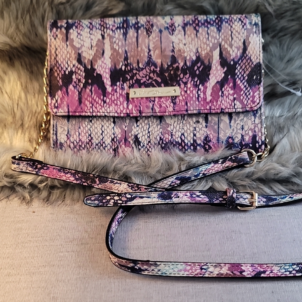 Betsey Johson Purple Snakeskin Crossbody Bag